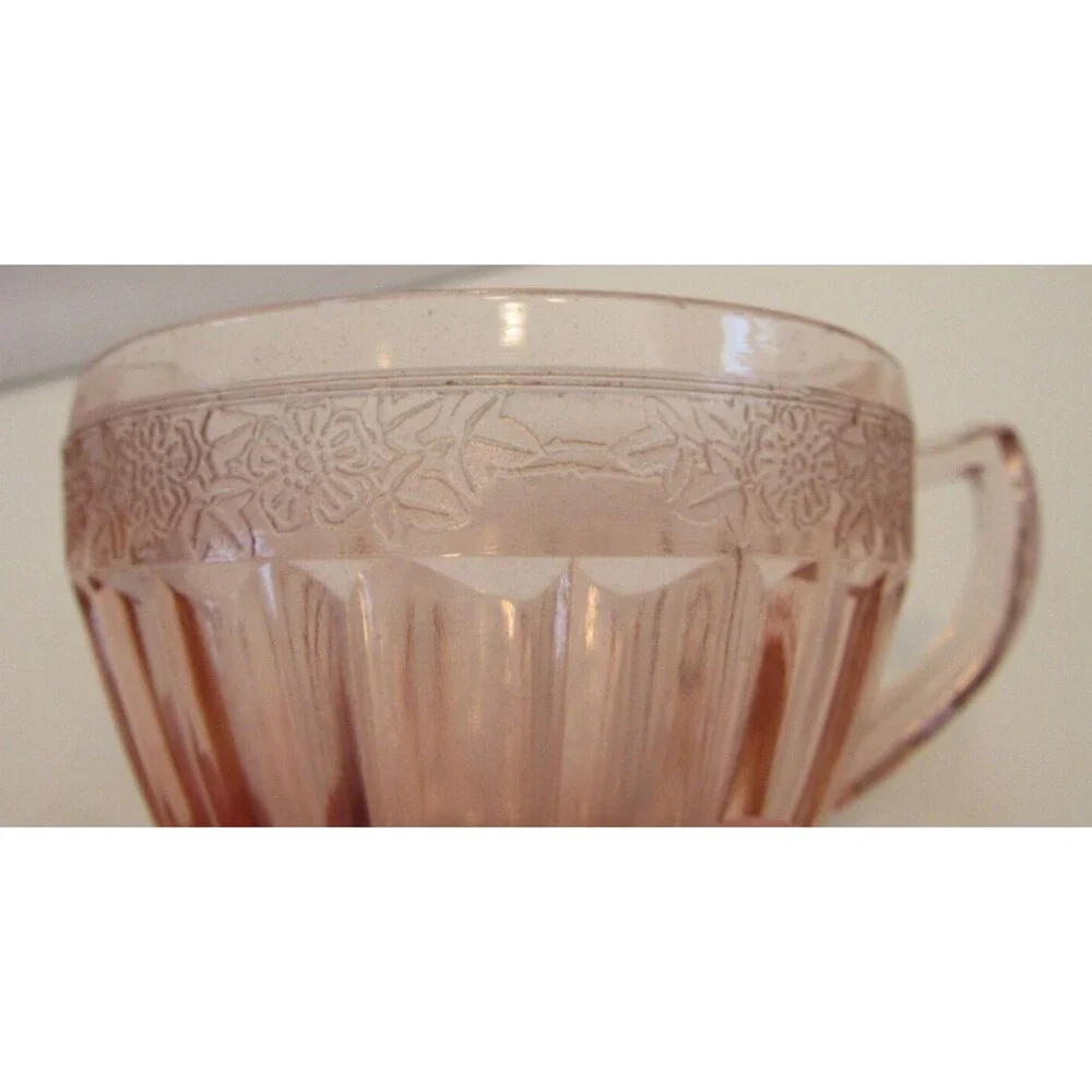 Jeannette Adam Pink Floral Square Depression Era Coffee/Tea Cup - Picture 6 of 6